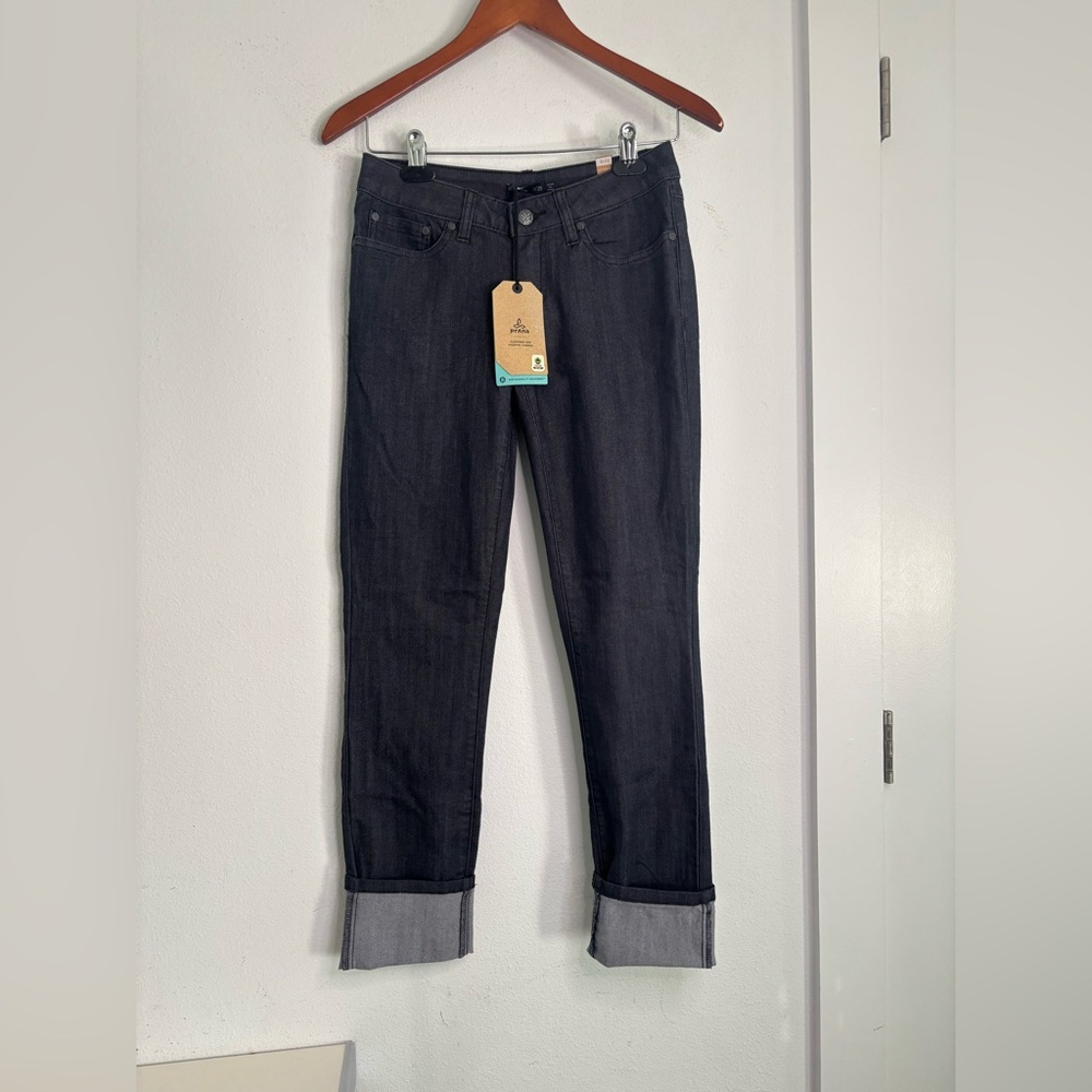 PRANA NWT DEEP NAVY EVERYDAY KARA STRAIGHT LEG JEANS SZ 25